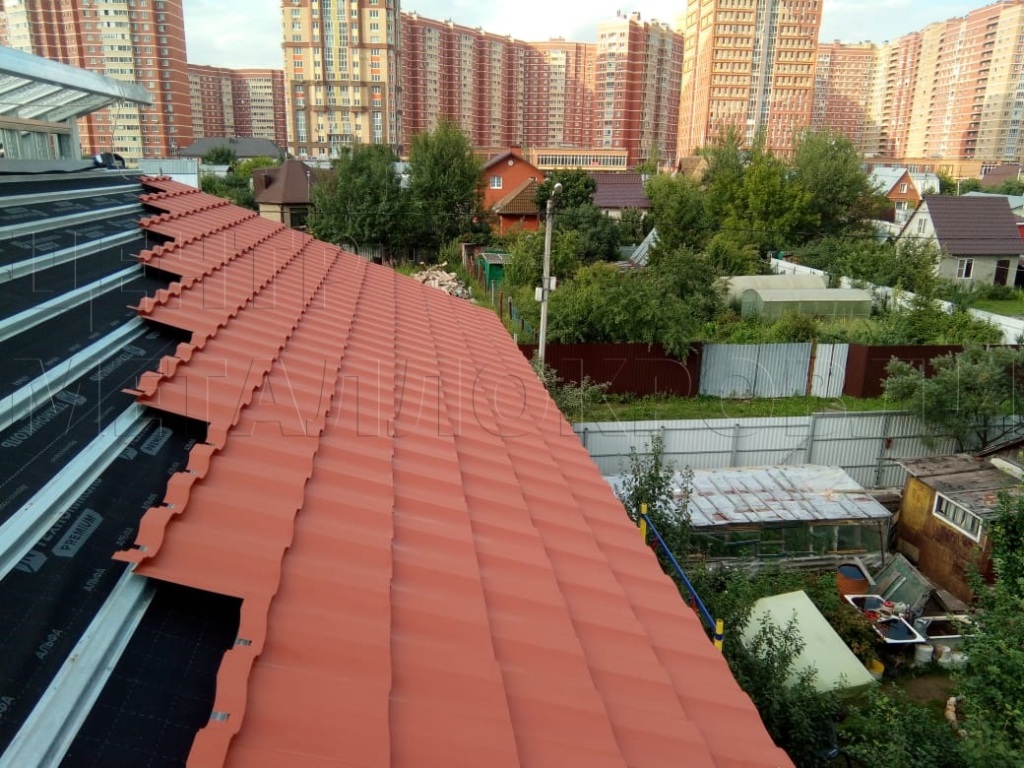 Металлочерепица Геркулес 8004 терракотовый Стальной Бархат от Центра Металокровли в Алматы