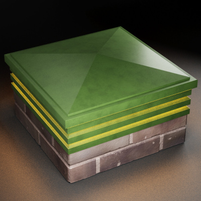 Колпак Бона Зеленый с посадкой 2х2 кирпича (513х513мм) с подсветкой фото 2