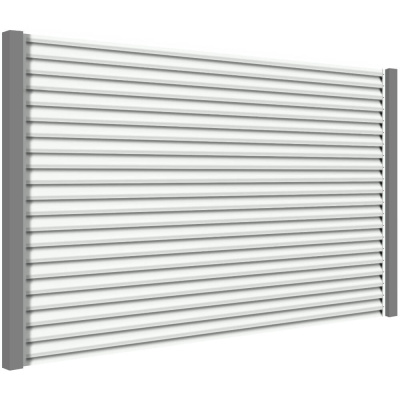 Секция забора жалюзи RAL9003/9003 Белый 2-х сторонняя с металлическими столбами