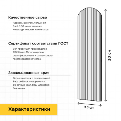 Штакетник М-образный ЭКО-М высотой 30см
